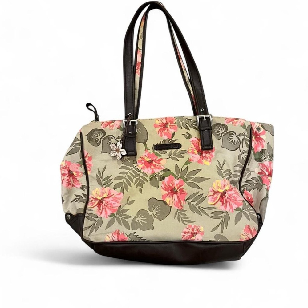Caribbean Joe Floral Tote Bag with Black Accents